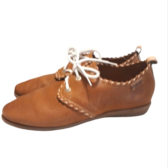Pikolinos Tan Leather Oxfords Women's Leather Lace Up Flats Size 6 - Picture 6 of 10